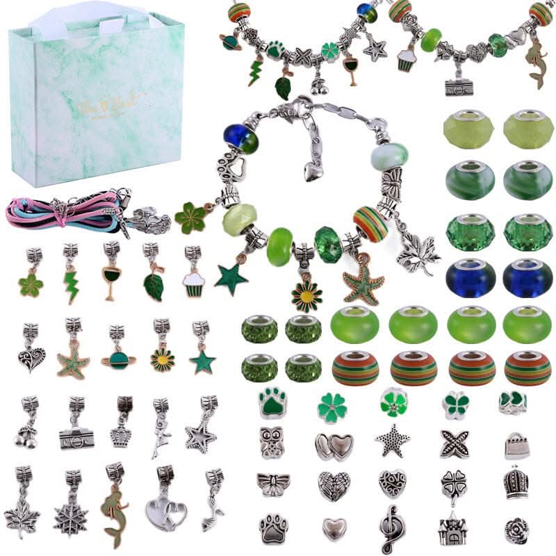 Bracelet Making Kit Glass Beads & Charms Adjustable