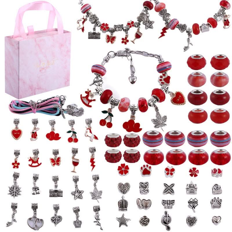 Bracelet Making Kit Glass Beads & Charms Adjustable