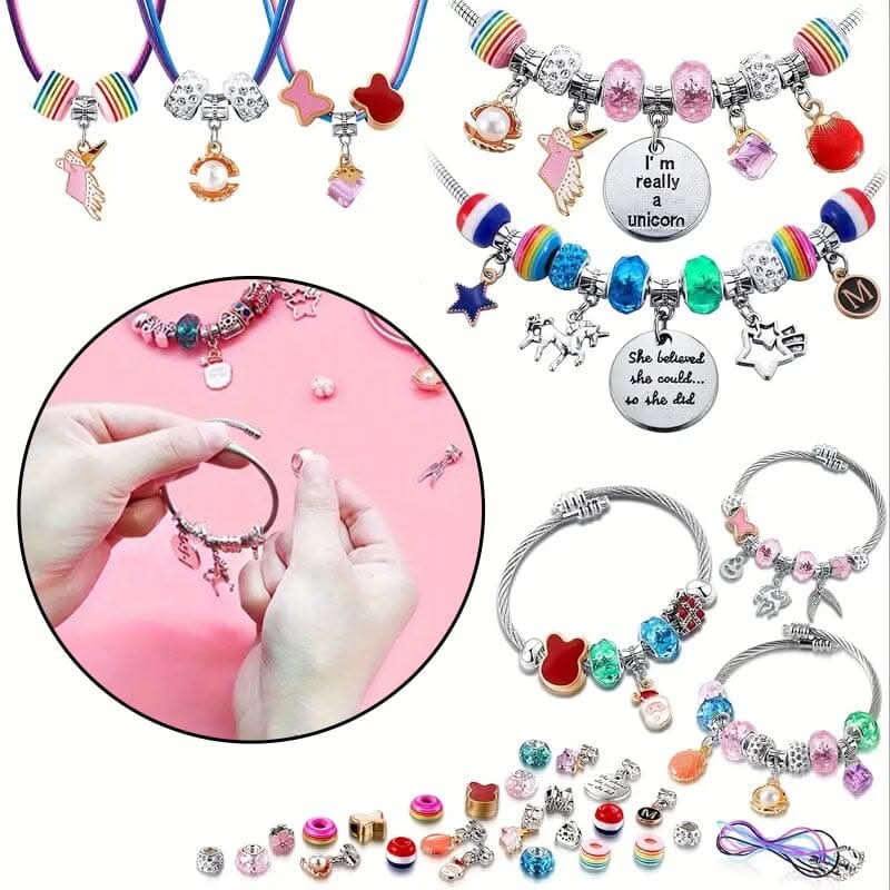 Bracelet Making Kit Glass Beads & Charms Adjustable