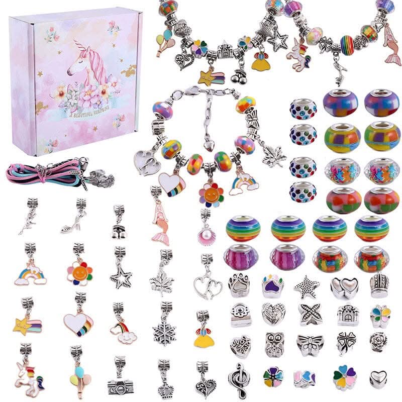 Bracelet Making Kit Glass Beads & Charms Adjustable