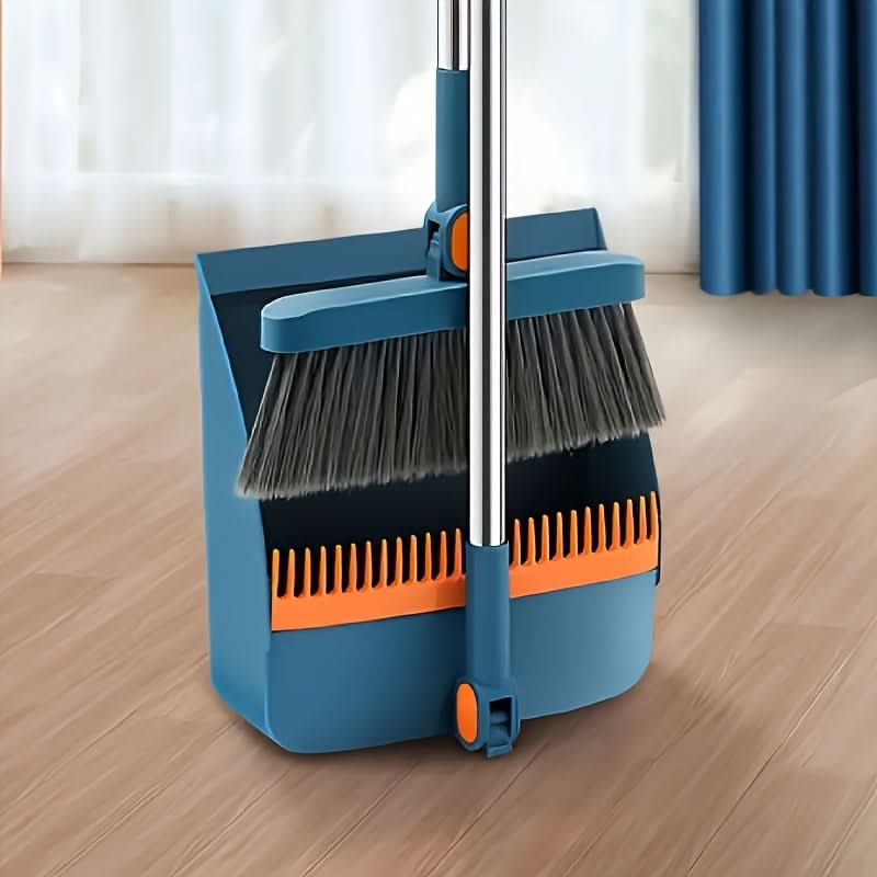 Broom and Dustpan Set 48.8-Inch Long Handle Upright Storage