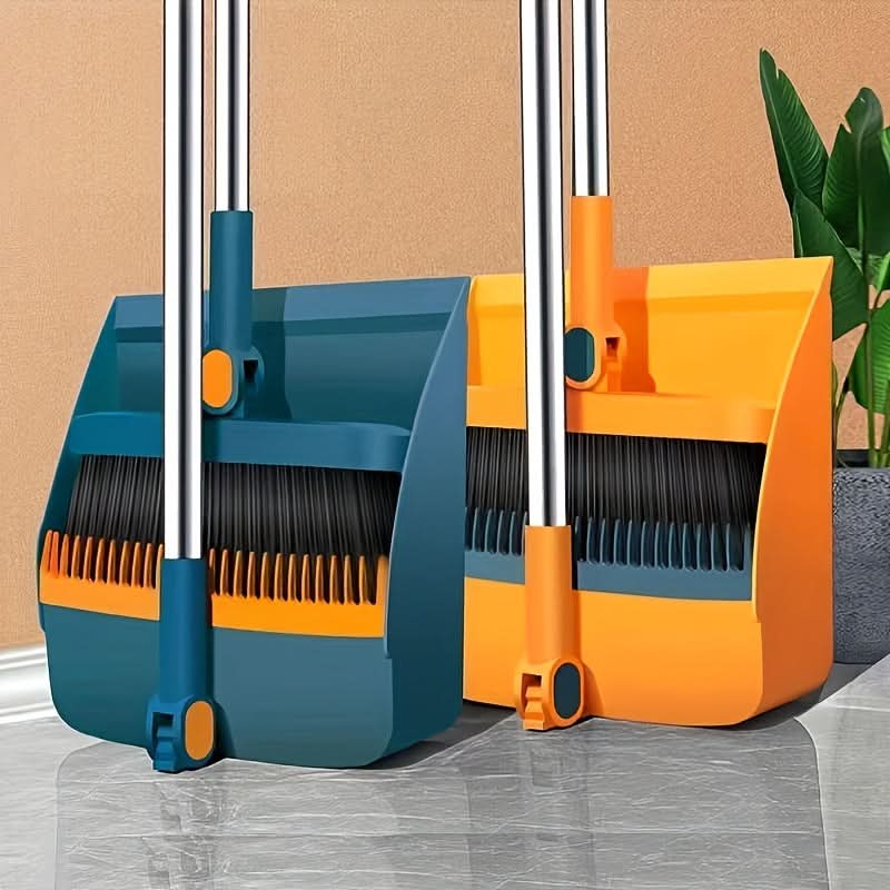 Broom and Dustpan Set 48.8-Inch Long Handle Upright Storage
