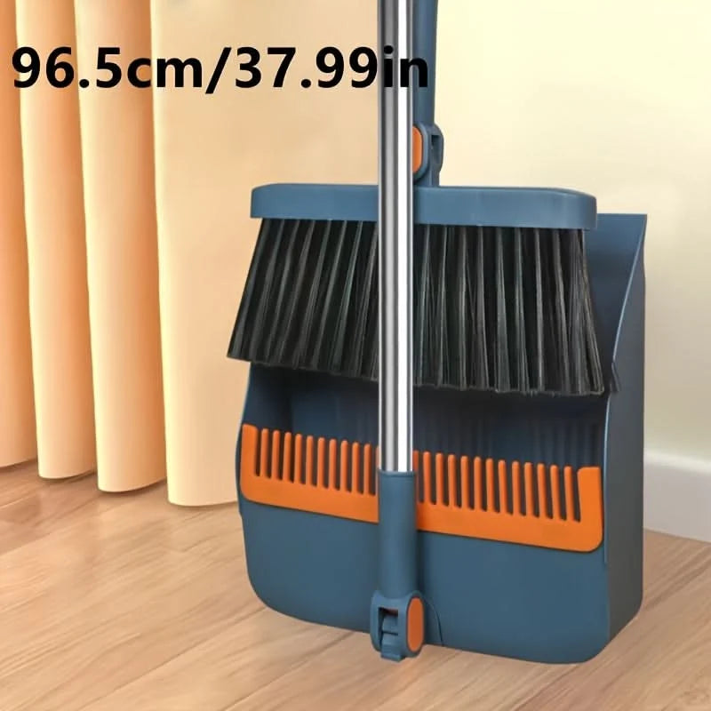 Broom and Dustpan Set 48.8-Inch Long Handle Upright Storage