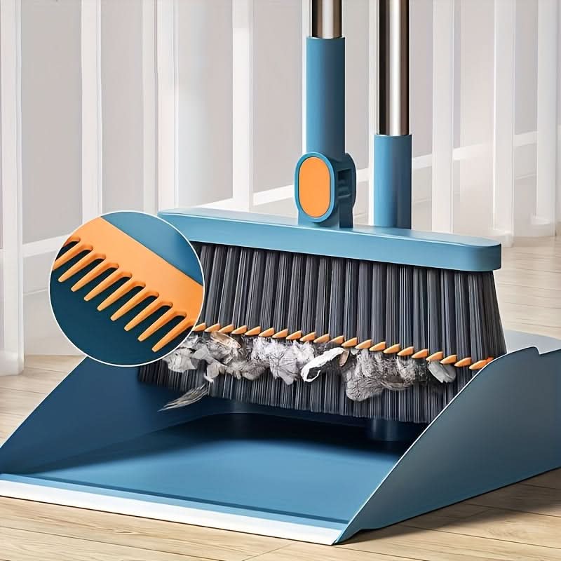 Broom and Dustpan Set 48.8-Inch Long Handle Upright Storage