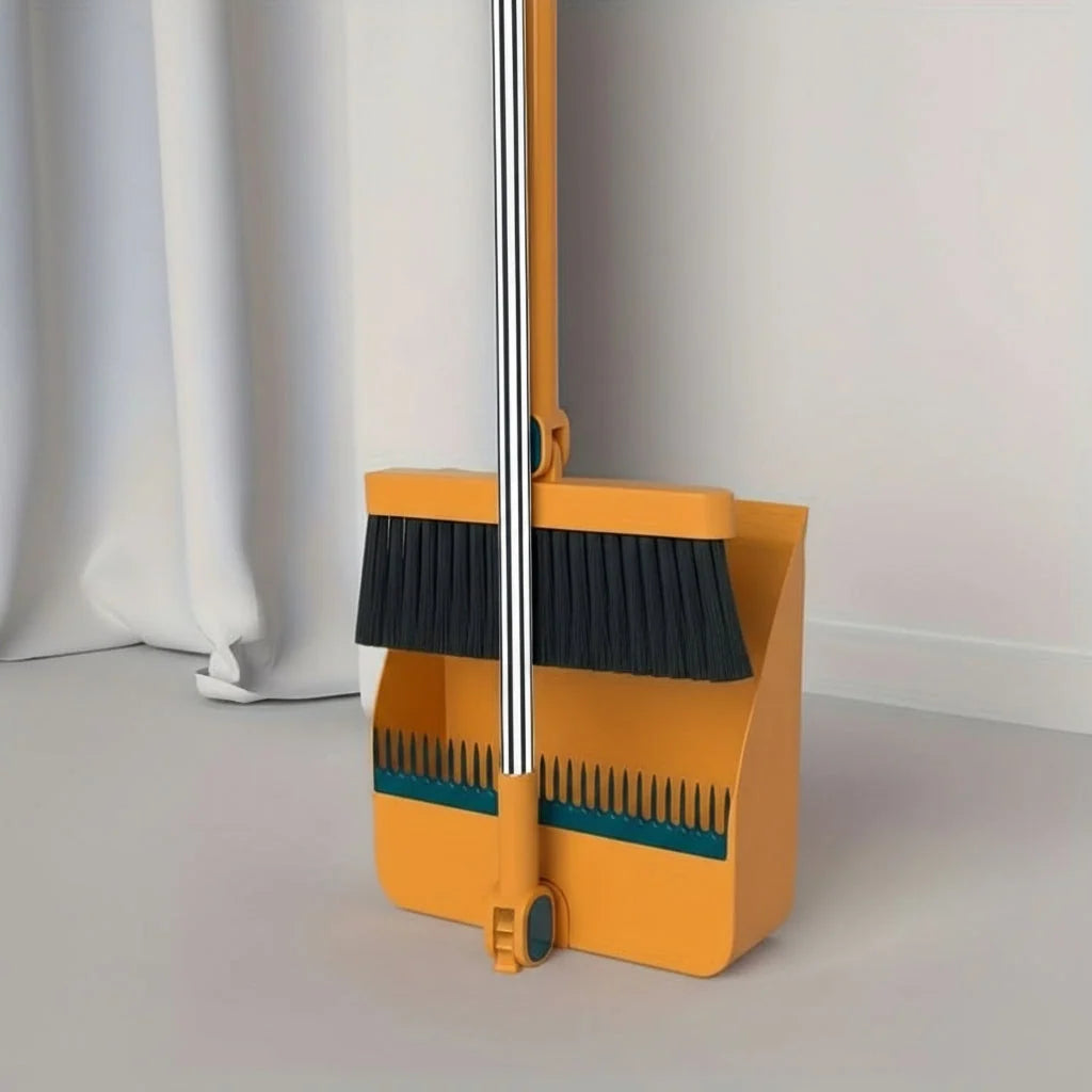 Broom and Dustpan Set 48.8-Inch Long Handle Upright Storage