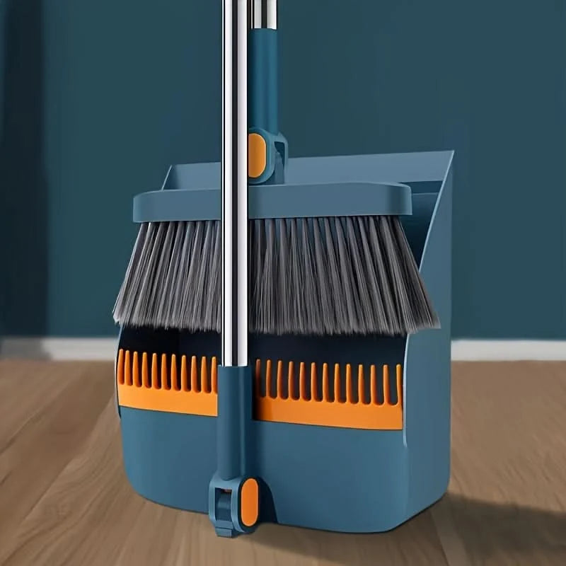 Broom and Dustpan Set 48.8-Inch Long Handle Upright Storage