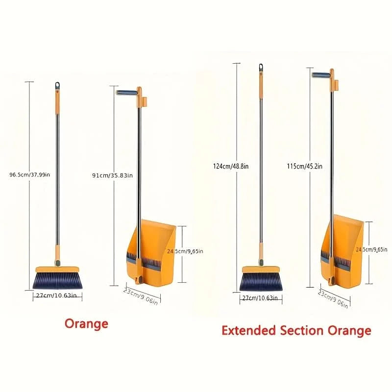 Broom and Dustpan Set 48.8-Inch Long Handle Upright Storage