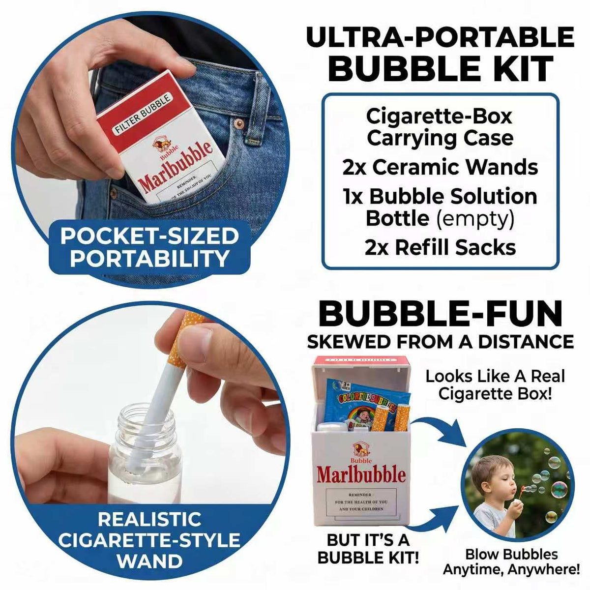 Bubble Blower Toy Pocket-Sized With Two Refills