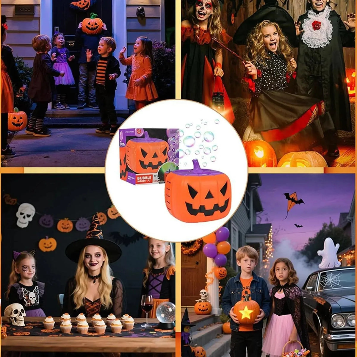 Bubble Machine Halloween Pumpkin LED Lights Rechargeable
