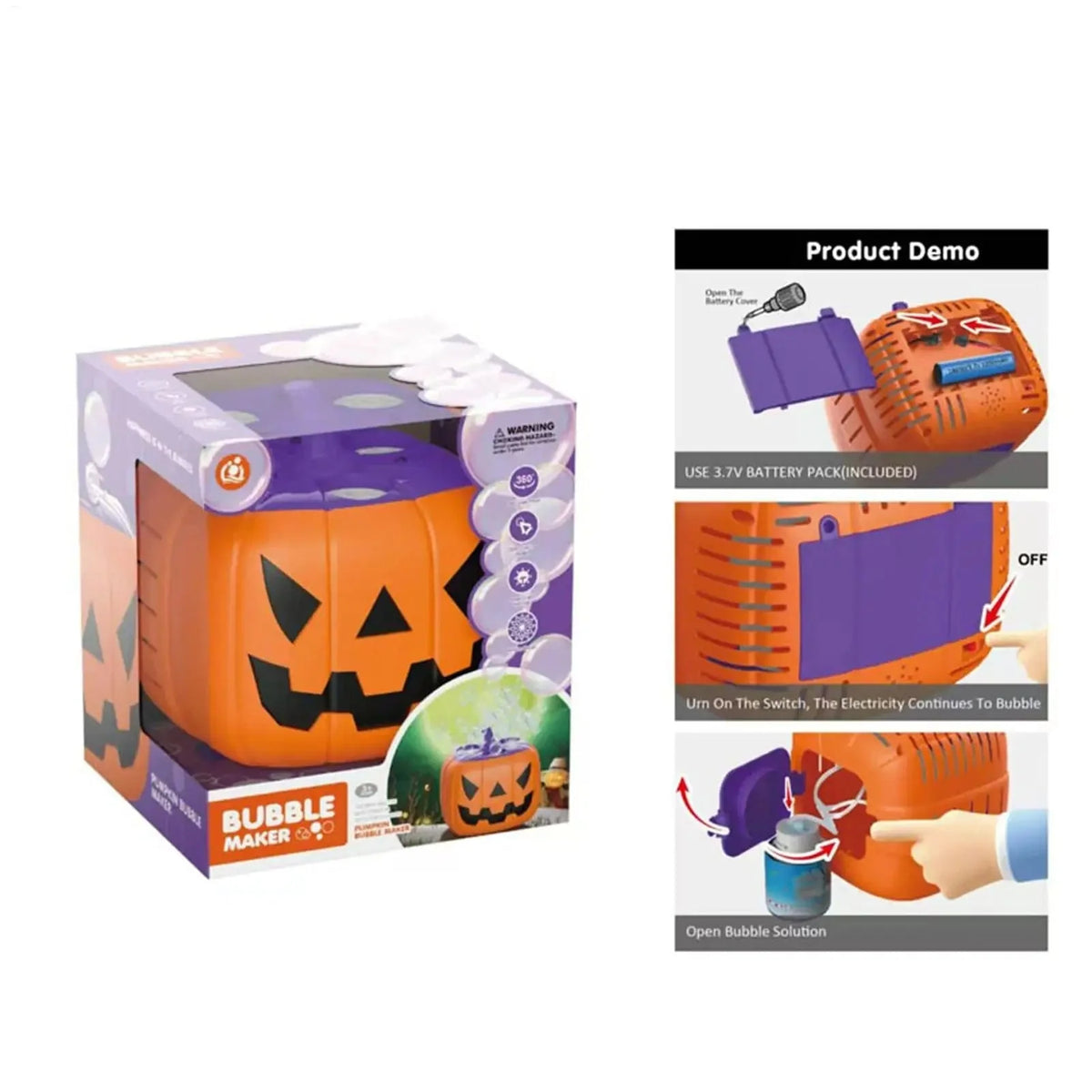 Bubble Machine Halloween Pumpkin LED Lights Rechargeable