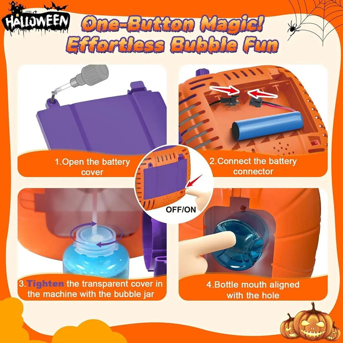 Bubble Machine Halloween Pumpkin LED Lights Rechargeable