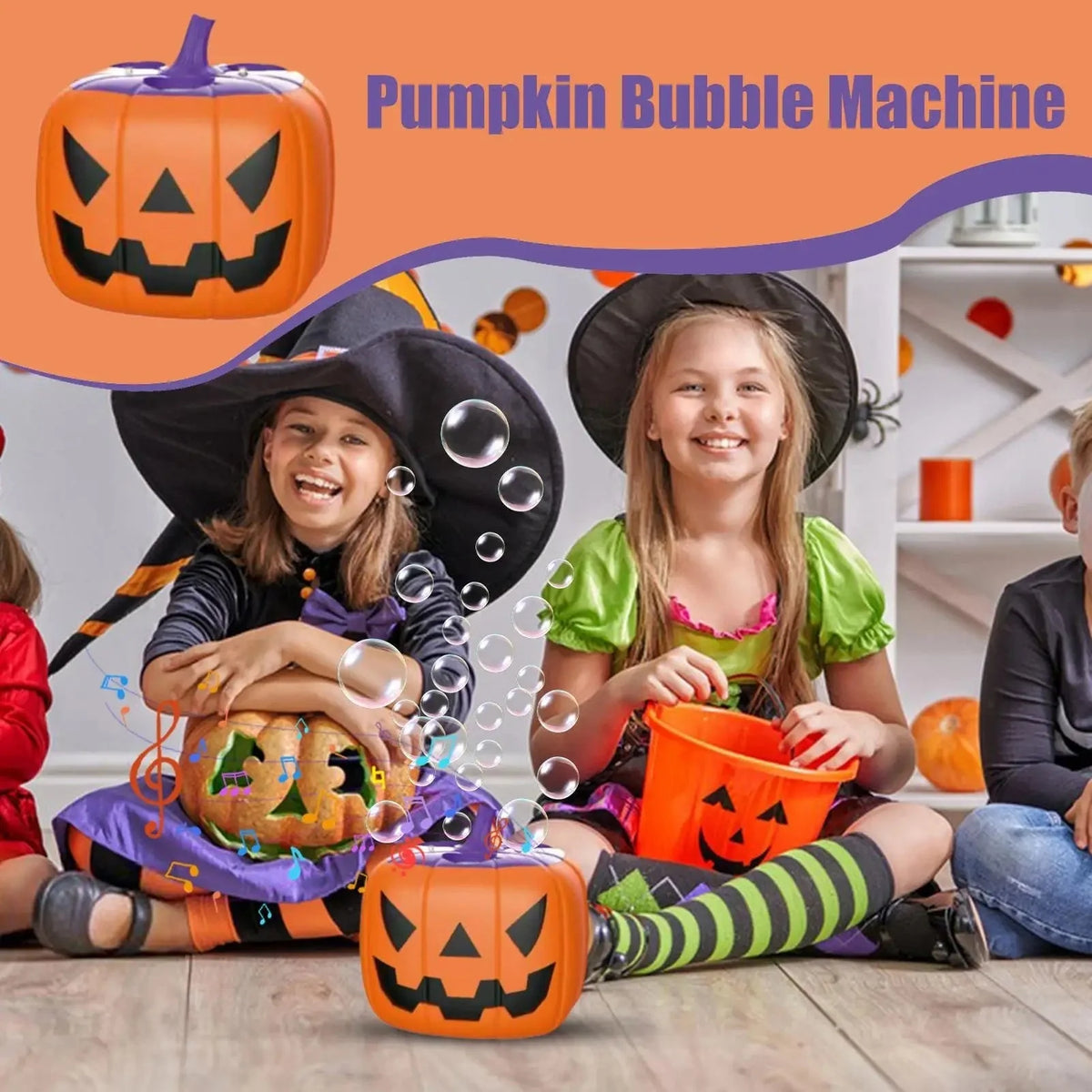 Bubble Machine Halloween Pumpkin LED Lights Rechargeable
