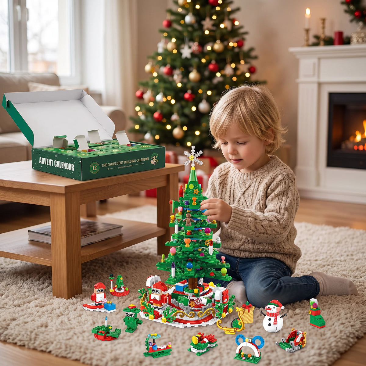Building Block Advent Calendar 24-Day Christmas Scene Set