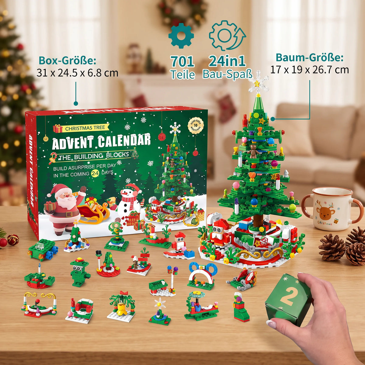 Building Block Advent Calendar 24-Day Christmas Scene Set