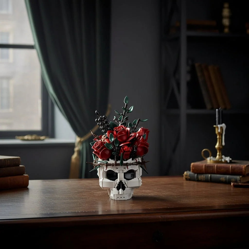 Building Block Model Kit Gothic Skull & Rose Decor