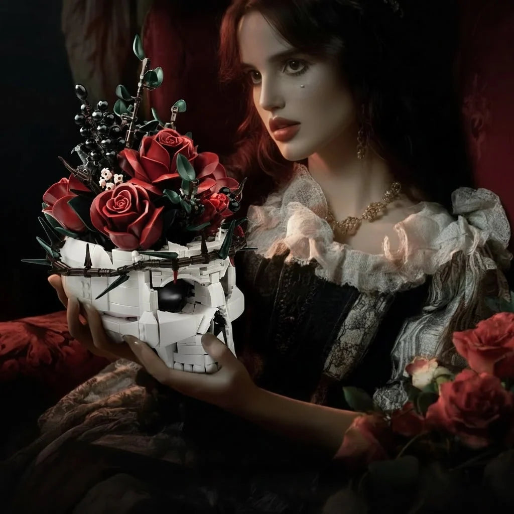 Building Block Model Kit Gothic Skull & Rose Decor