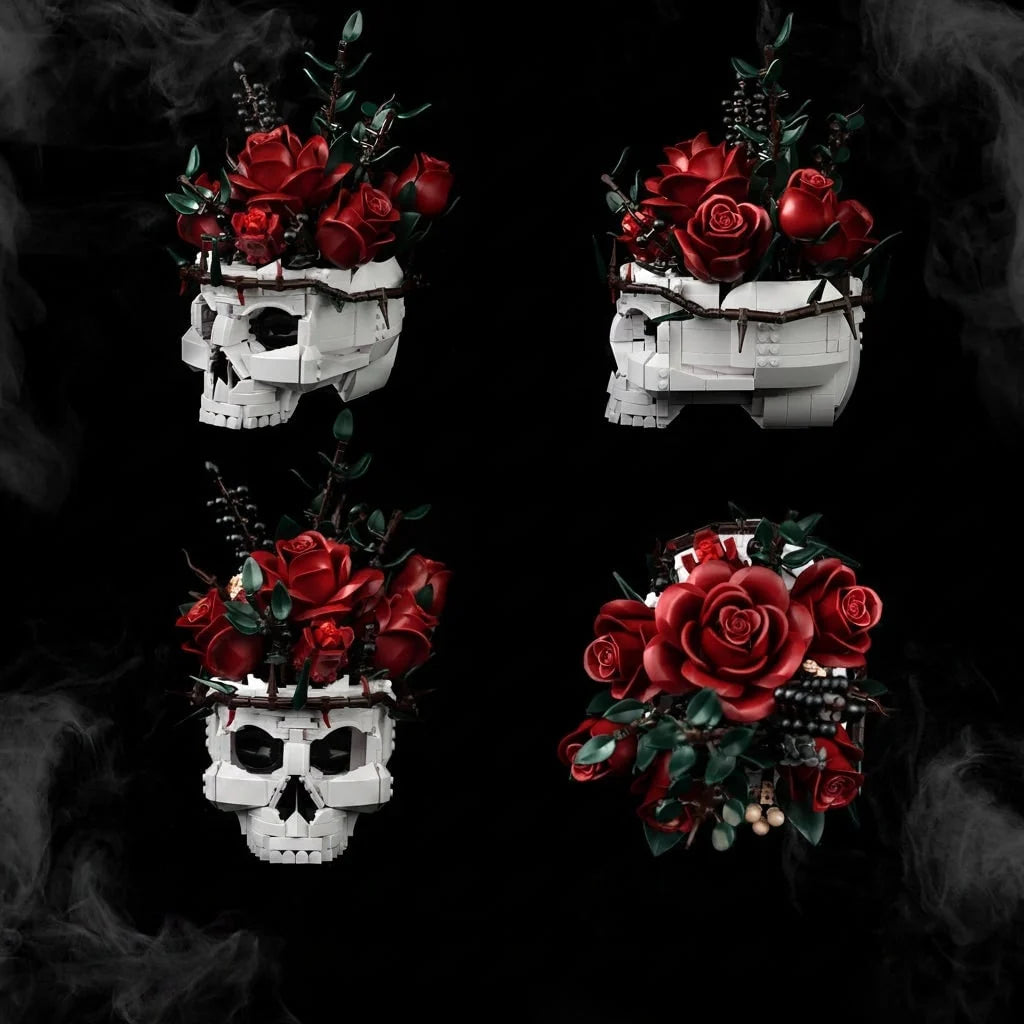 Building Block Model Kit Gothic Skull & Rose Decor