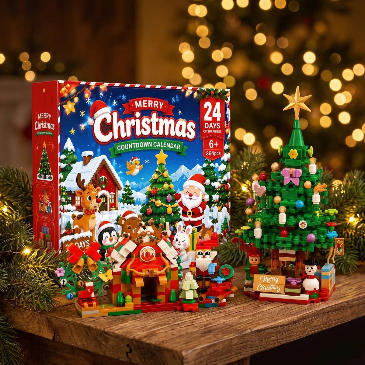 Building Brick Advent Calendar 864 Pieces Christmas Village