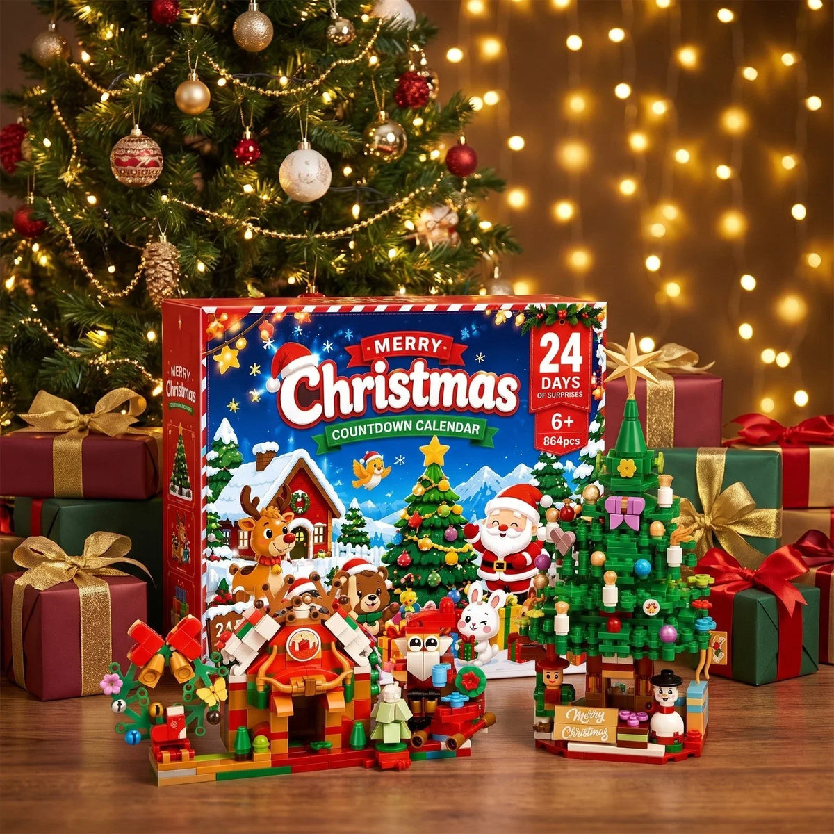 Building Brick Advent Calendar 864 Pieces Christmas Village