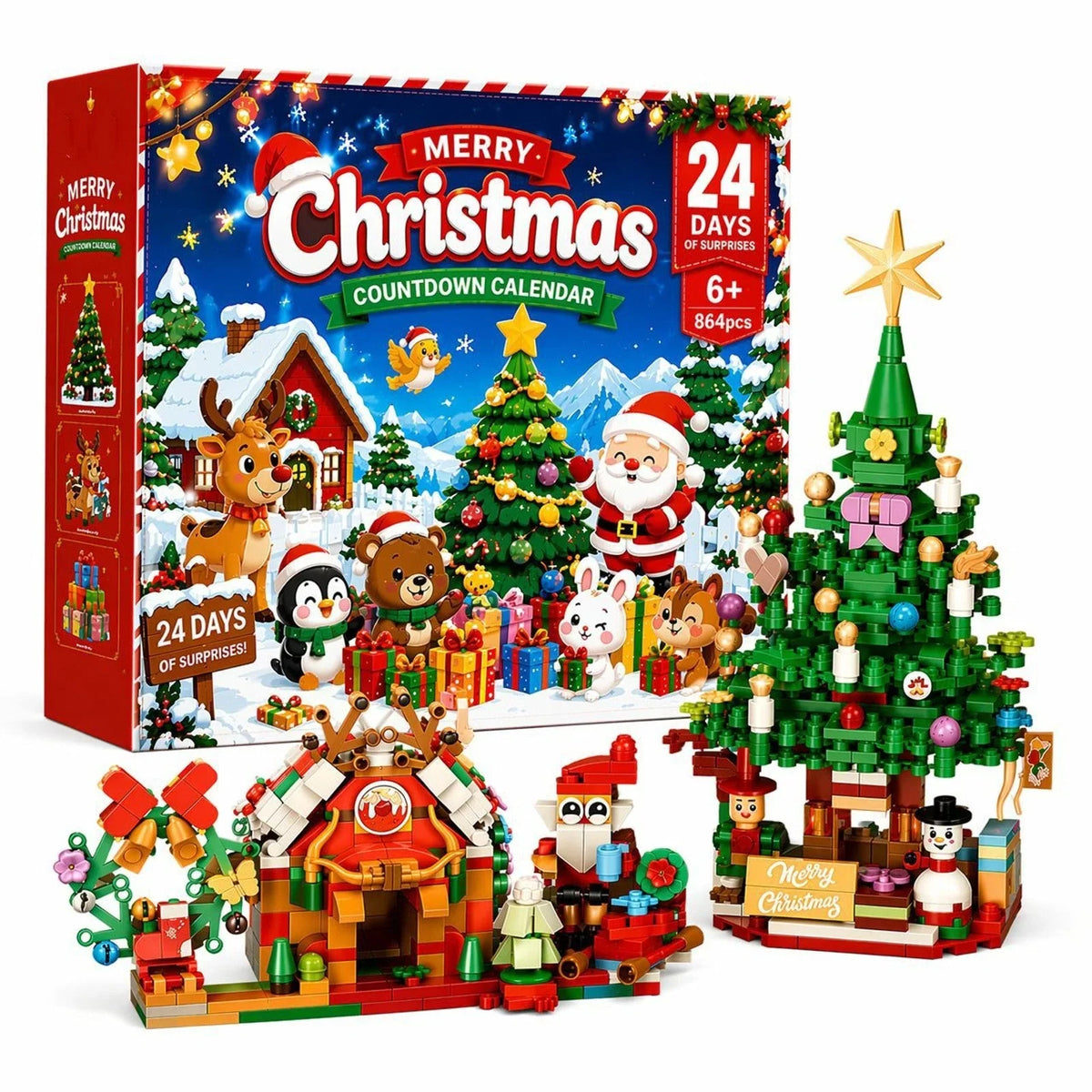 Building Brick Advent Calendar 864 Pieces Christmas Village