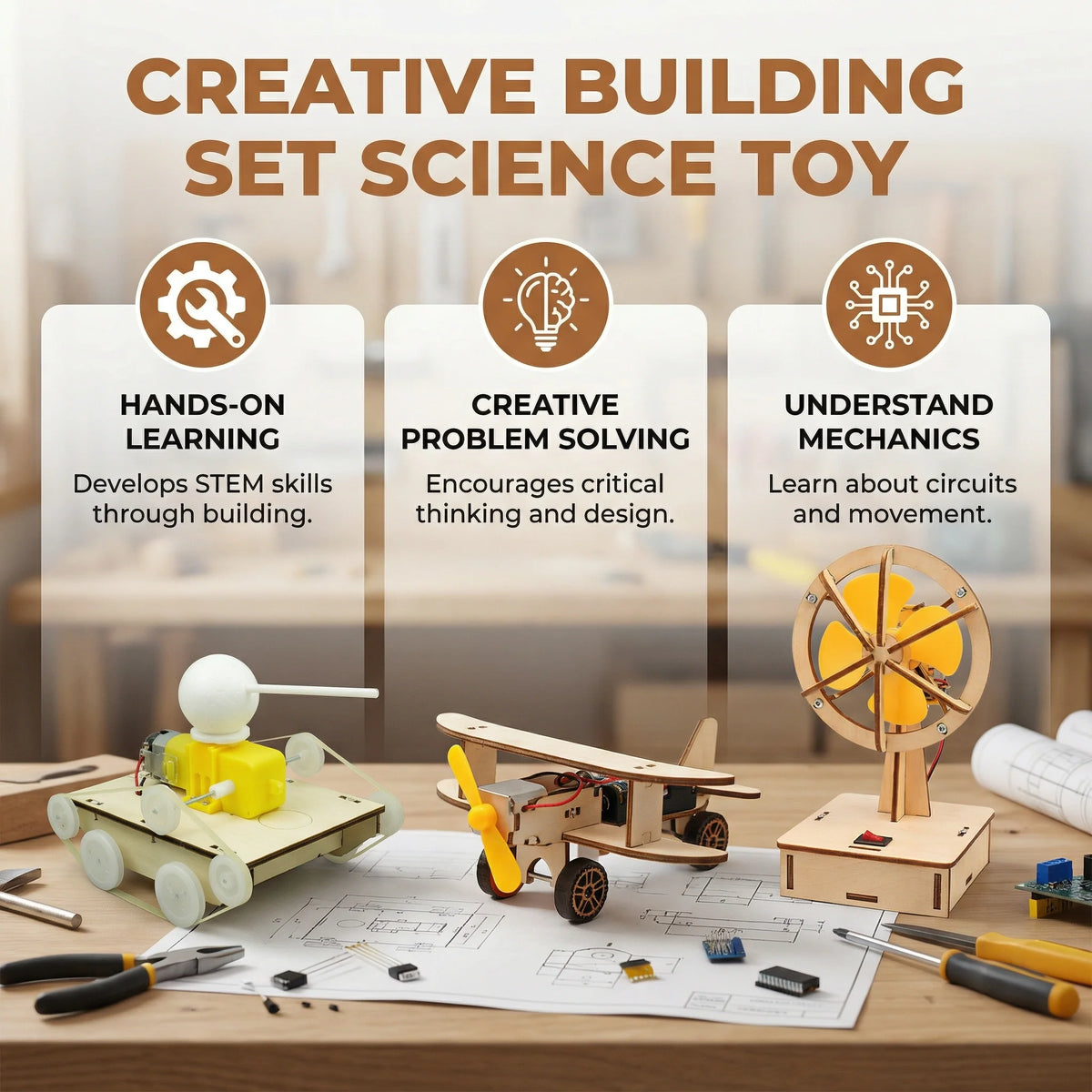 Building Set Working STEM Models Snap-Together No Tools Required