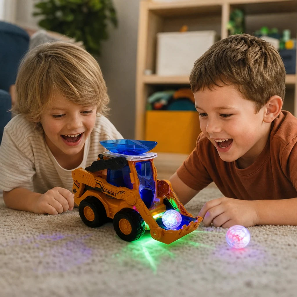 Bulldozer Toy Ball Launcher Light-Up Lights