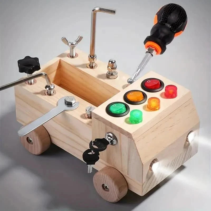 Busy Board Wooden Traffic Light LEDs Fine Motor Activity
