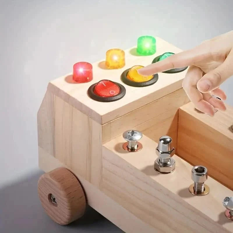 Busy Board Wooden Traffic Light LEDs Fine Motor Activity