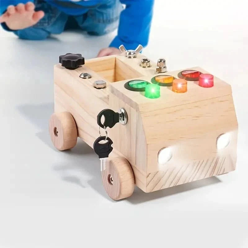 Busy Board Wooden Traffic Light LEDs Fine Motor Activity