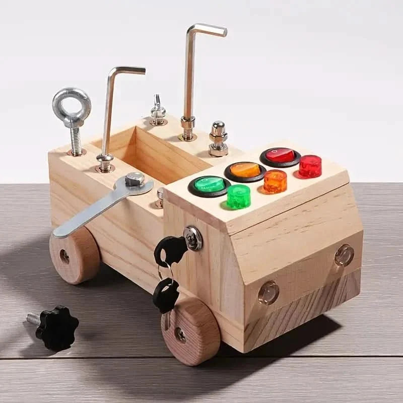 Busy Board Wooden Traffic Light LEDs Fine Motor Activity