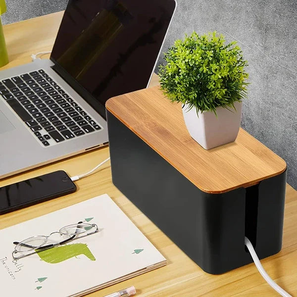 Cable Storage Box With Side Cable Openings & Secure Lid