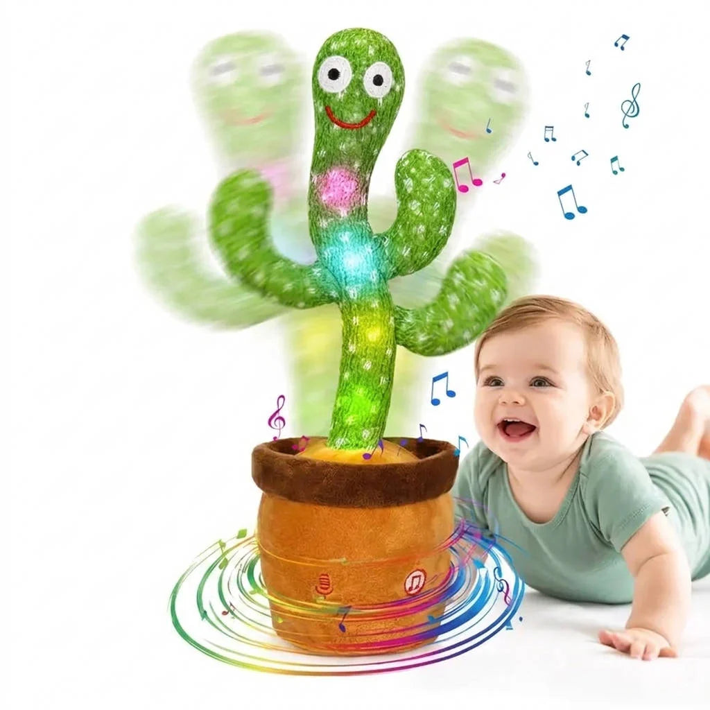 Cactus Plush Toy Voice-Repeat LED Lights & Music