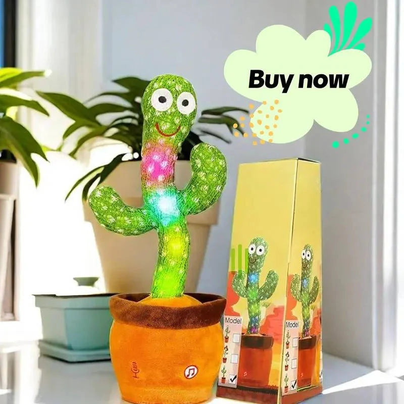 Cactus Plush Toy Voice-Repeat LED Lights & Music