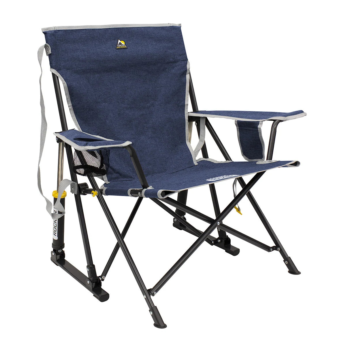 Camping Rocking Chair Folding Spring-Action Cup Holder & Phone Pocket