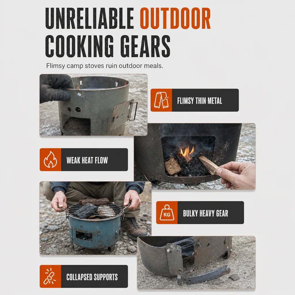Camping Stove Dual Fuel Reduced-Smoke Carbon Steel