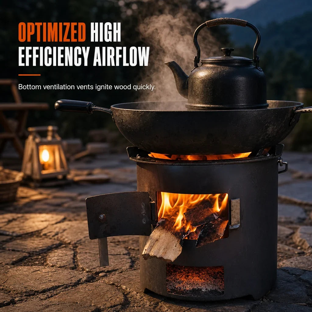 Camping Stove Dual Fuel Reduced-Smoke Carbon Steel