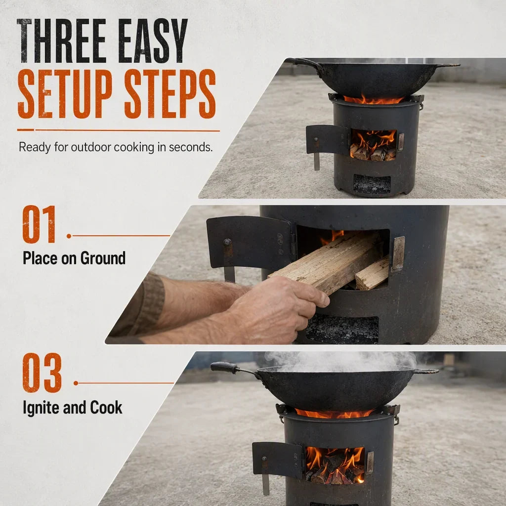 Camping Stove Dual Fuel Reduced-Smoke Carbon Steel