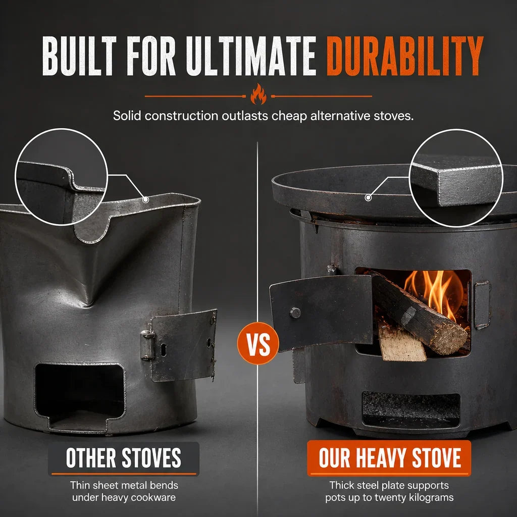 Camping Stove Dual Fuel Reduced-Smoke Carbon Steel