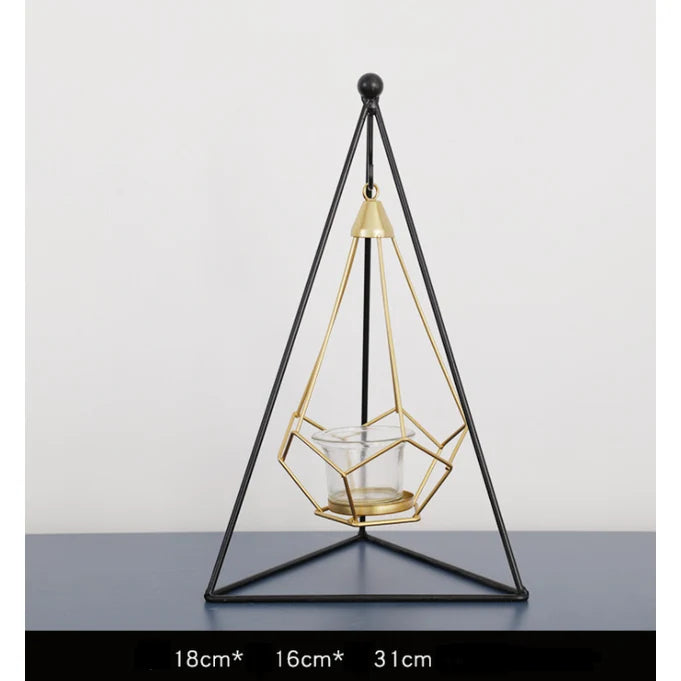 Candle Holder Geometric Freestanding or Hanging Removable Glass Cups