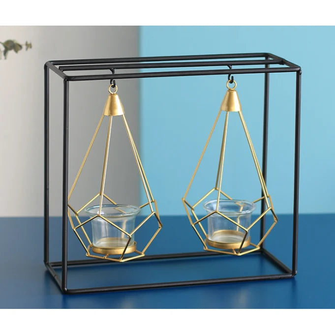 Candle Holder Geometric Freestanding or Hanging Removable Glass Cups