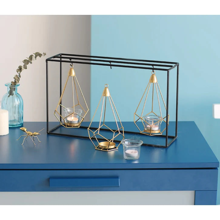Candle Holder Geometric Freestanding or Hanging Removable Glass Cups