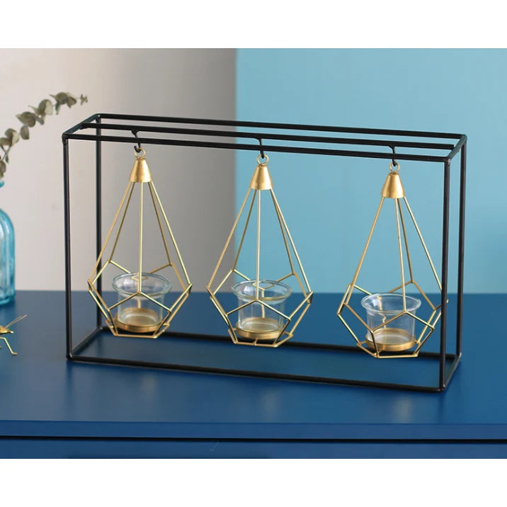 Candle Holder Geometric Freestanding or Hanging Removable Glass Cups