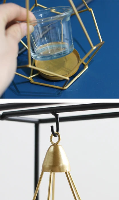Candle Holder Geometric Freestanding or Hanging Removable Glass Cups