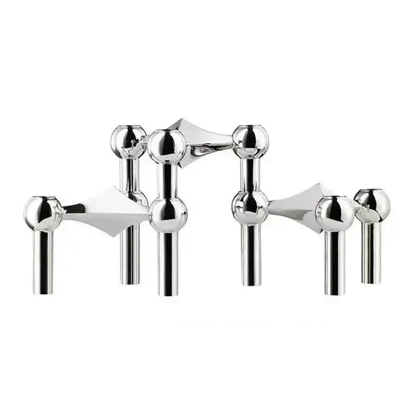 Candle Holder Molecular Sculpture Polished Metal