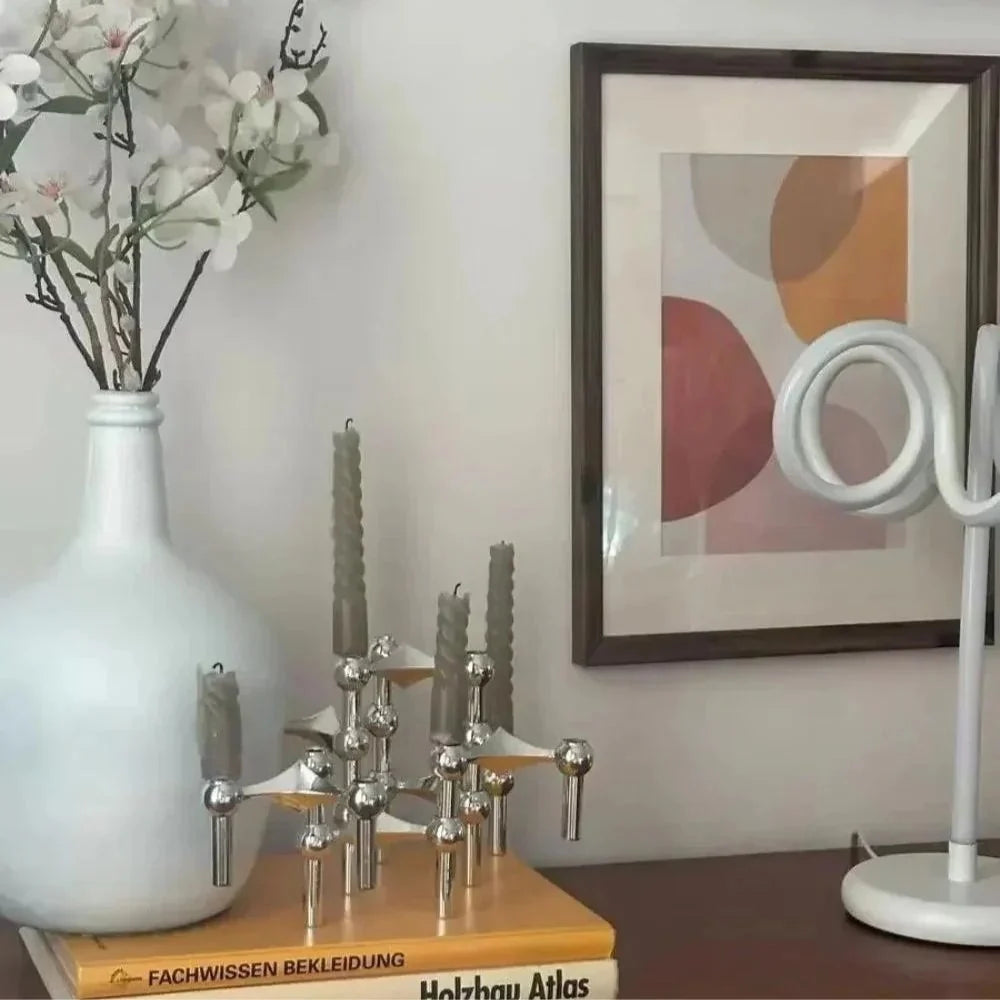 Candle Holder Molecular Sculpture Polished Metal