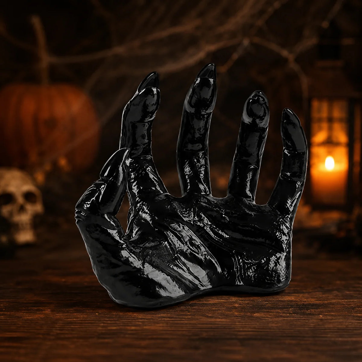 Candle Holder Set Gothic Hand-Shaped Resin Set of 3