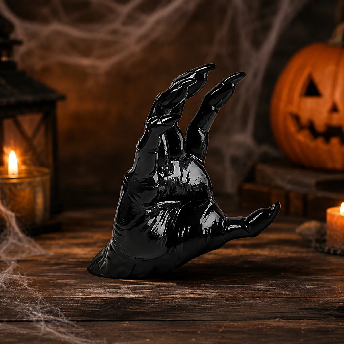 Candle Holder Set Gothic Hand-Shaped Resin Set of 3