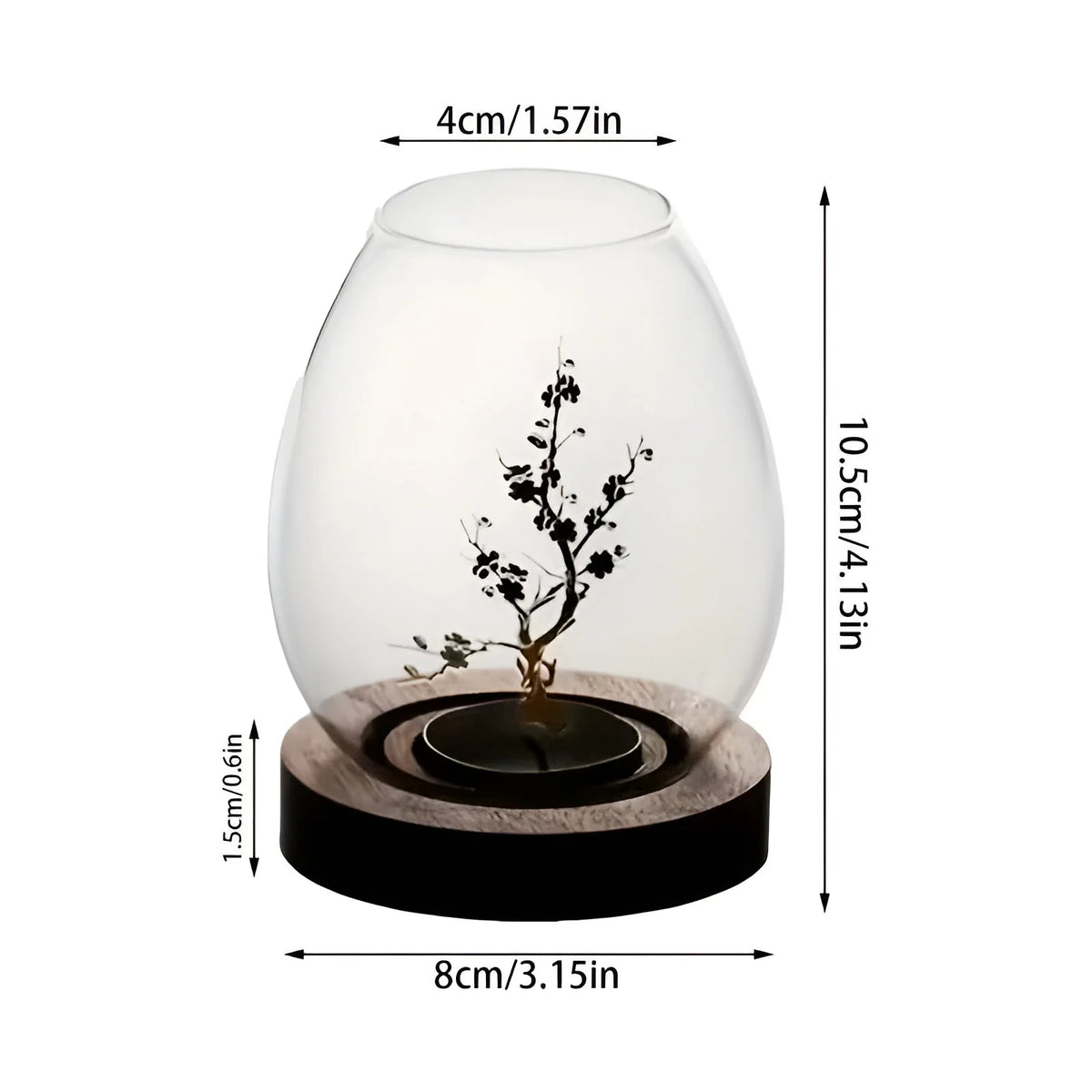 Candle Holders Glass Plum Blossom Design Set of 2