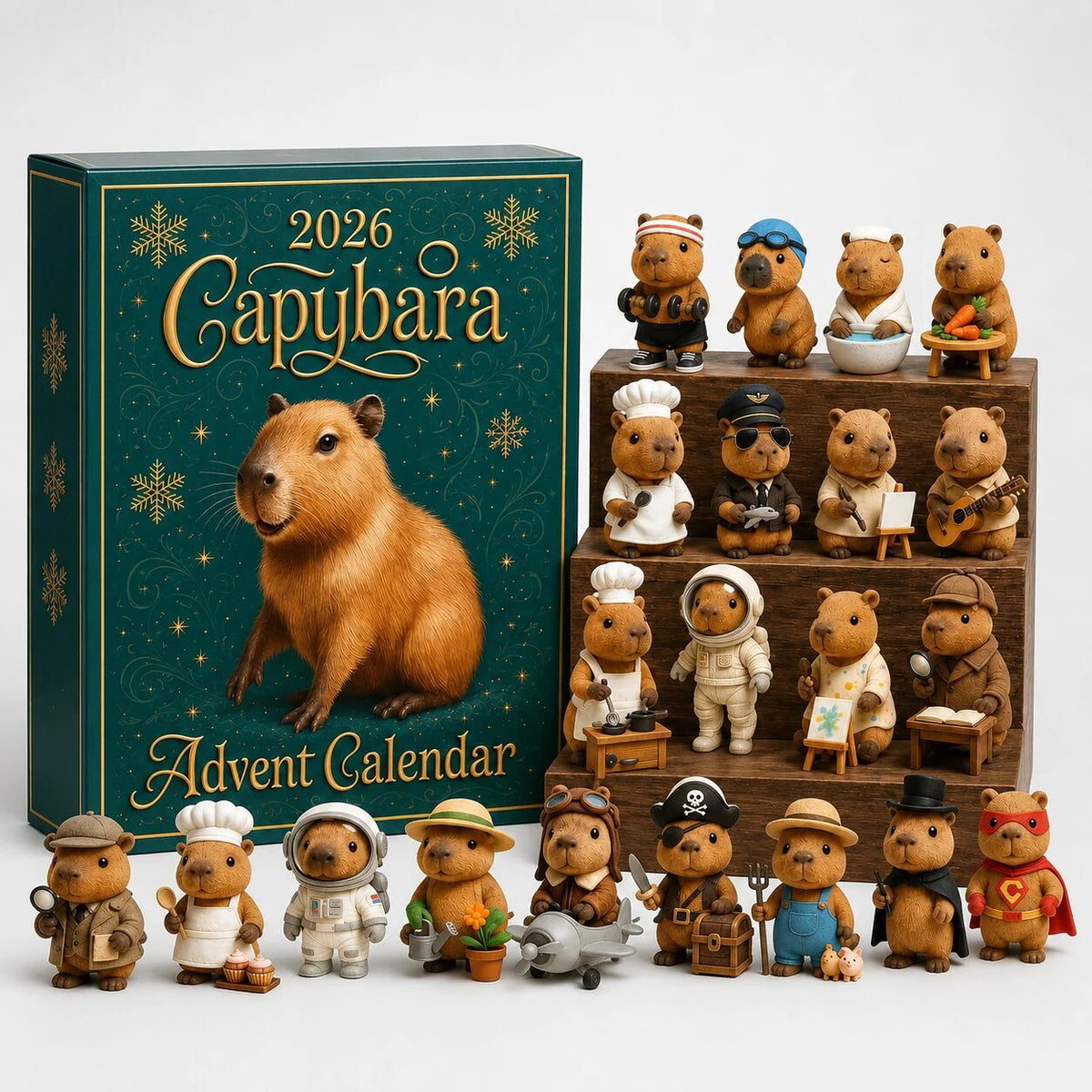 Capybara Advent Calendar 24 PVC Figurines Christmas Countdown