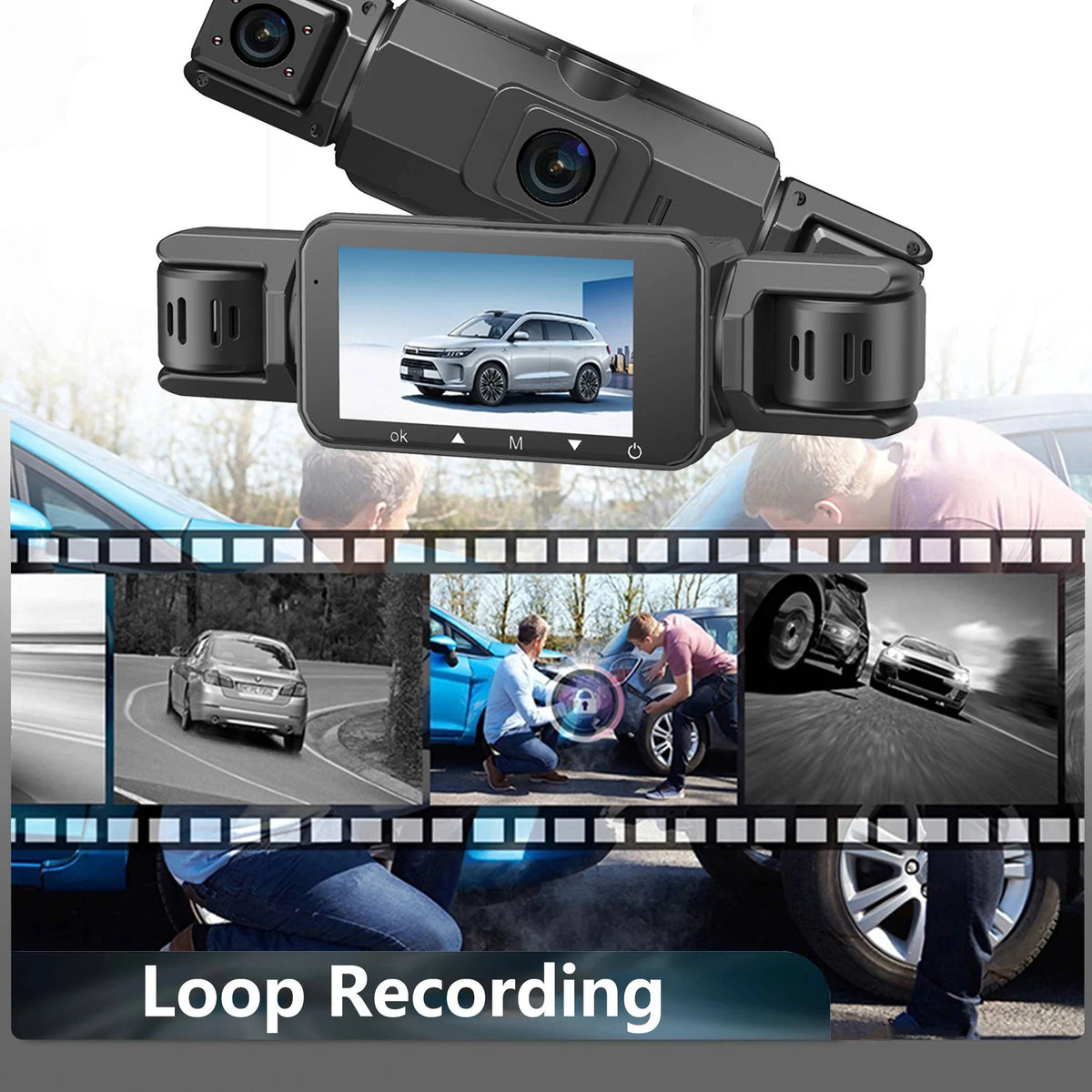 Car Dash Cam Four-Camera Night Vision Wi-Fi App Control